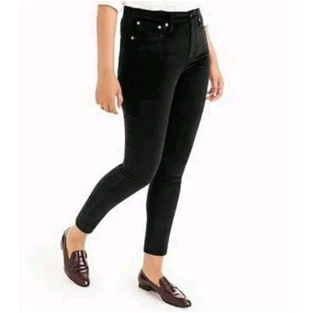 J. Crew 9" High-Rise Toothpick Jeans Black Velvet J4108 Sz 23 Preppy Modern New